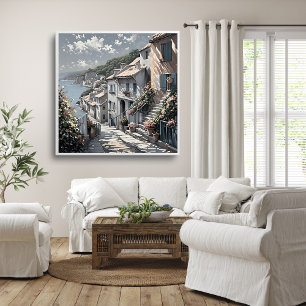 Die Sommerlandschaft des französischen Dorfes am M Poster