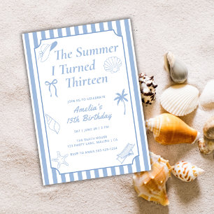 Die Sommerparty zum 13. Geburtstag am Strand Einladung
