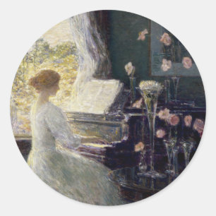Die Sonata von Frederick Childe Hassam Runder Aufkleber