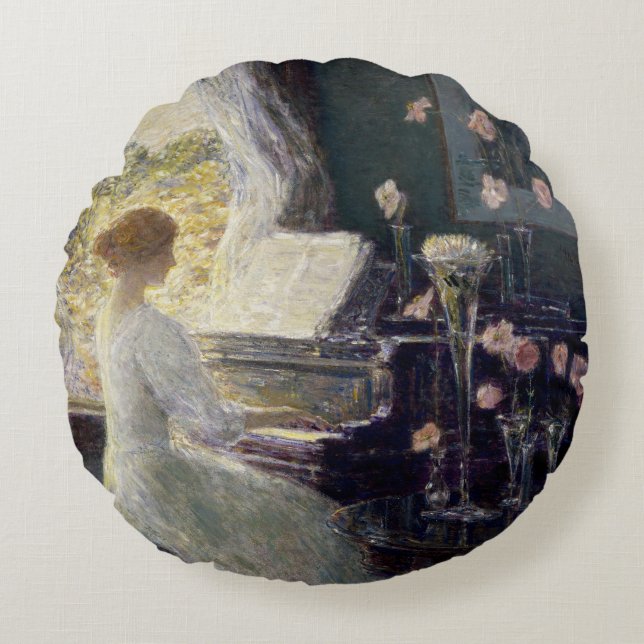 Die Sonata von Frederick Childe Hassam Rundes Kissen (Vorderseite)