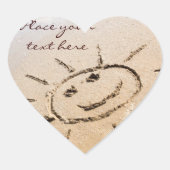 Die Sonne am Strand Herz-Aufkleber (Vorderseite)