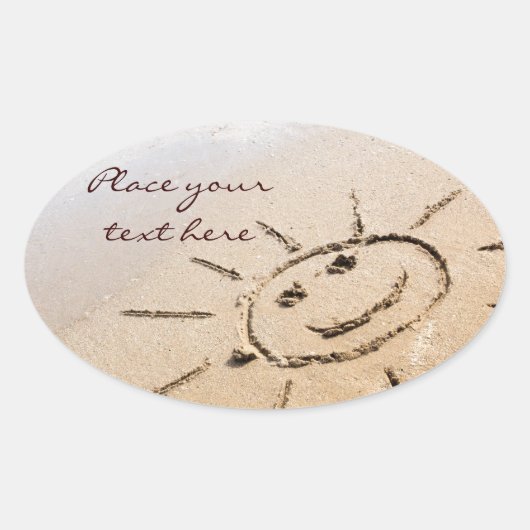 Die Sonne am Strand Ovaler Aufkleber (Vorderseite)