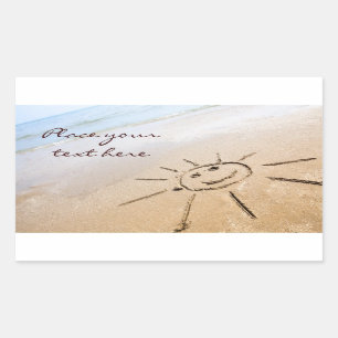 Die Sonne am Strand Rechteckiger Aufkleber