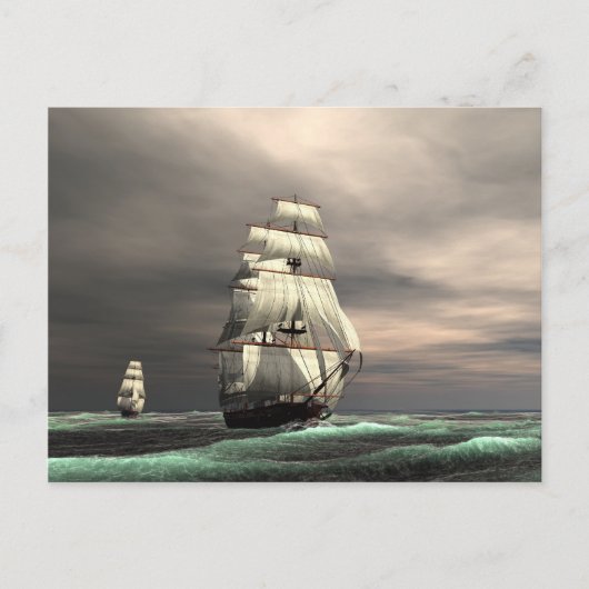 Die Sonne auf den Segeln Postkarte (Vorderseite)