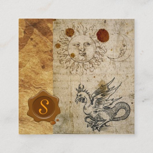 DIE SONNE, DER MUND UND DIE BASILISK BROWWAX SIEGE QUADRATISCHE VISITENKARTE (Rückseite)