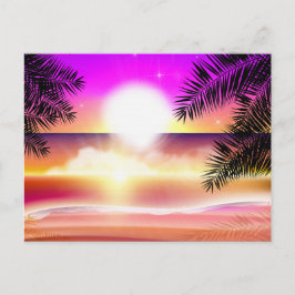 Die Sonne des tropischen Strandes mit farbenfroher Postkarte