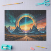 Die Sonne erhebt sich durch ein Stargate in den Be Seidenpapier (Basteln)