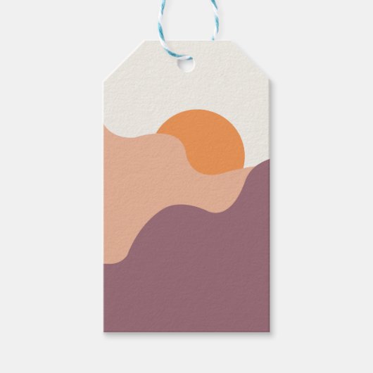 Die Sonne geht hinter den lila Hügeln herunter Geschenkanhänger (Vorderseite)