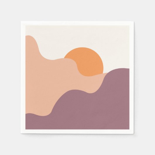 Die Sonne geht hinter den lila Hügeln herunter Serviette (Vorderseite)