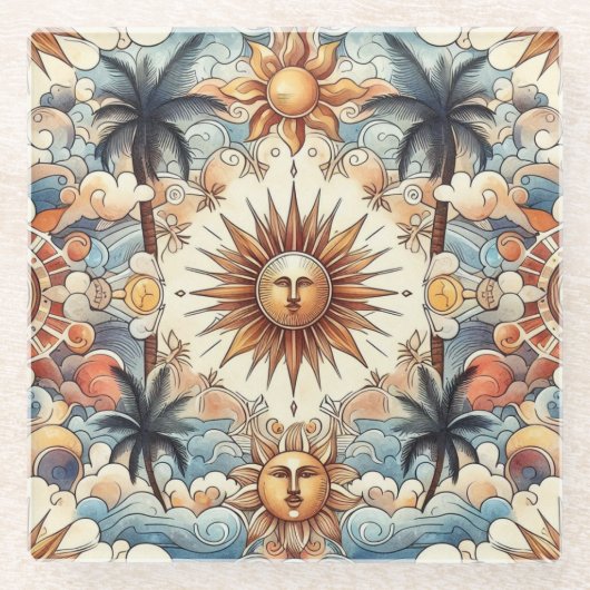 Die Sonne im Paradies Glasuntersetzer (Vorderseite)