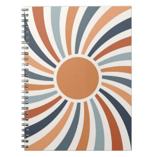 Die Sonne in einem bunten Retro-Design gelassen Notizblock