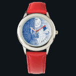 Die Sonne in roter Uhr gelassen<br><div class="desc">Diese skurrile Uhr zeigt ein junges Mädchen,  das ihre Tür zur Sonne öffnet. Es kann mit einer Textzeile personalisiert werden. Großartiges Geschenk für jedes Mädchen.</div>