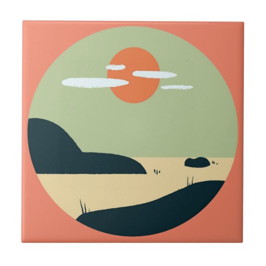Die Sonne in Wolken Keramik Tile Fliese (Vorderseite)