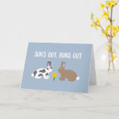 Die Sonne ist draußen, Bun's Out Funny Rabbits Frü Karte (Gelbe Blume)