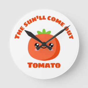 Die Sonne kommt aus Tomate Runde Wanduhr