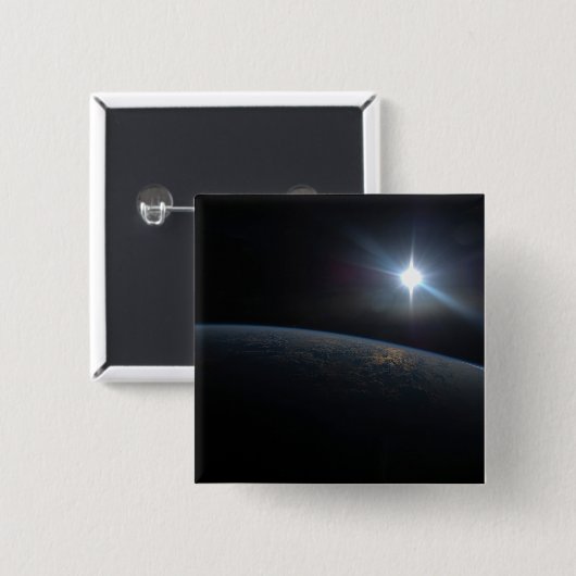 Die Sonne liegt über dem Horizont der Erde. Button (Vorne & Hinten)