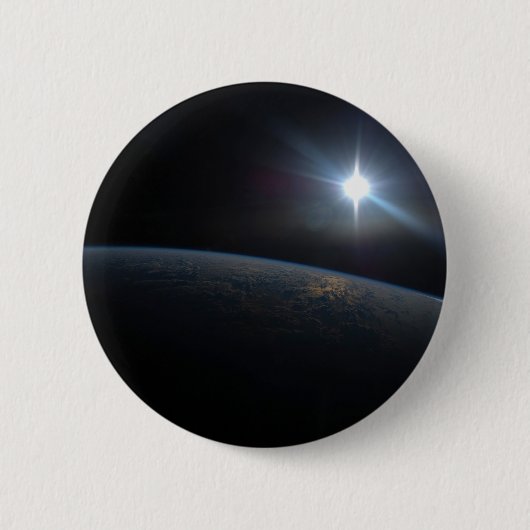 Die Sonne liegt über dem Horizont der Erde. Button (Vorderseite)