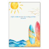 Die Sonne scheint über dem Strand Tischnummer (Rückseite)