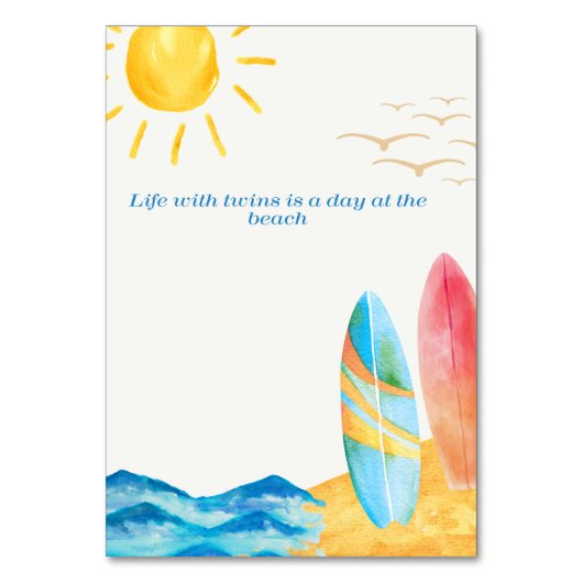 Die Sonne scheint über dem Strand Tischnummer (Rückseite)