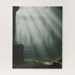 Die Sonne schleicht sich auf dem mystisch antiken  Puzzle