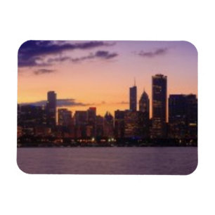 Die Sonne-Sets über dem Chicagoskyline Magnet