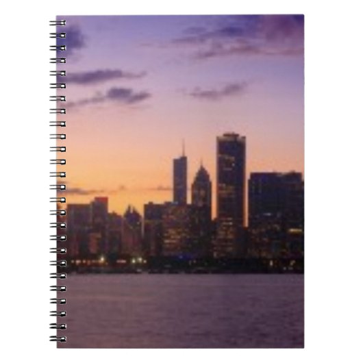 Die Sonne-Sets über dem Chicagoskyline Notizblock (Vorderseite)