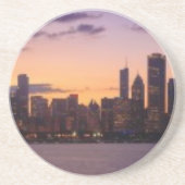 Die Sonne-Sets über dem Chicagoskyline Sandstein Untersetzer (Vorne)