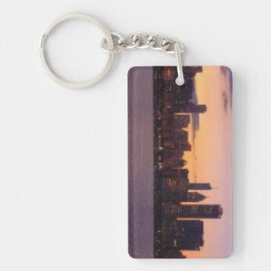 Die Sonne-Sets über dem Chicagoskyline Schlüsselanhänger