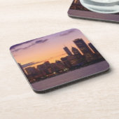 Die Sonne-Sets über dem Chicagoskyline Untersetzer (Linke Seite)