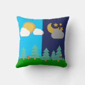 Die Sonne und der Mond im Wald werfen Kissen (Rückseite)
