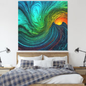 "Die Sonne verschwindet" Abstrakte Fraktal-Waves Leinwanddruck (Insitu (Schlafzimmer))