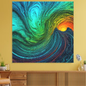 "Die Sonne verschwindet" Abstrakte Fraktal-Waves Leinwanddruck (Insitu (Wohnzimmer))