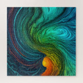 "Die Sonne verschwindet" Abstrakte Fraktal-Waves Puzzle (Horizontal)