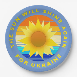 Die Sonne wird wieder für die Ukraine Sonnenblume  Pappteller