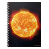 Die Sonne zeigt Sonneneruptionen gegen einen Stern Notizblock (Vorderseite)