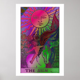 Die Sonnen-Tarotkarte Psychedelisches Poster