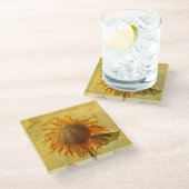 Die Sonnenblume Glasuntersetzer (Schrägansicht)