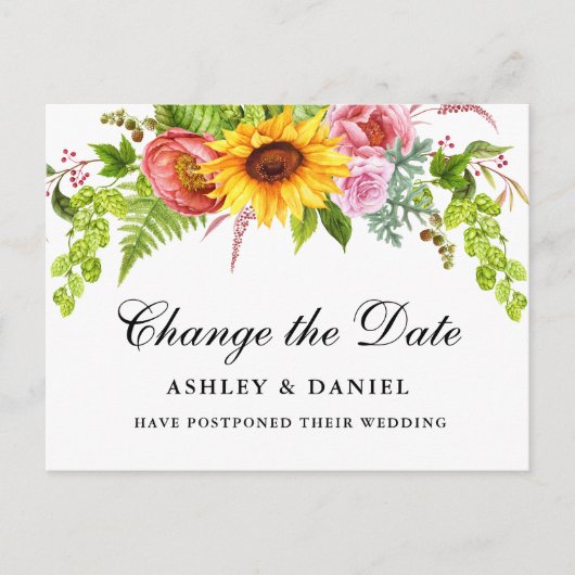 Die Sonnenblume im Wasser ändert das Datum Postkarte (Vorderseite)