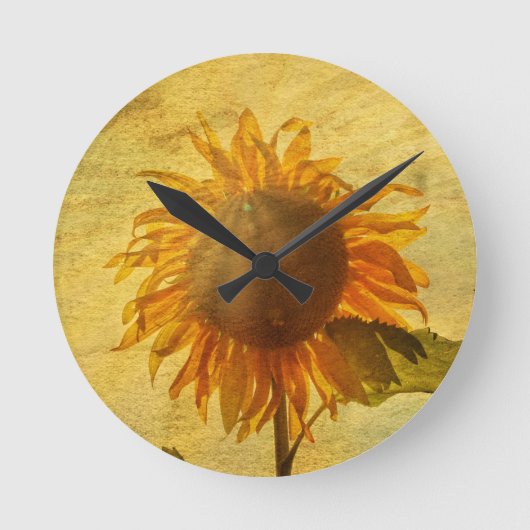 Die Sonnenblume Runde Wanduhr (Vorderseite)