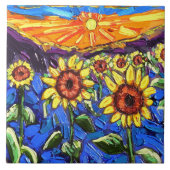 Die Sonnenblumen im Sunset Tile Fliese (Vorderseite)