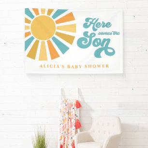 Die sonnengelbe Babydusche kommt hier. Banner