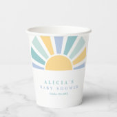 Die sonnengelbe Babydusche kommt hier. Pappbecher (Rückseite)