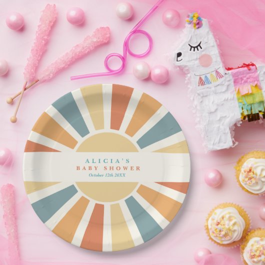 Die sonnengelbe Babydusche kommt hier. Pappteller (Party)