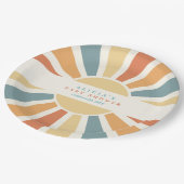 Die sonnengelbe Babydusche kommt hier. Pappteller (Schrägansicht)