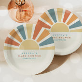 Die sonnengelbe Babydusche kommt hier. Pappteller