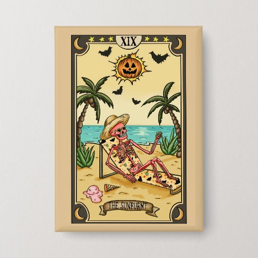 Die Sonnenverbrannte | Lustiger Tarot-Cad-Button Button (Vorderseite)