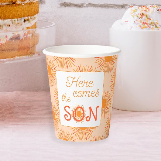 Die sonnige Babydusche kommt hier der Sohn Pappbecher