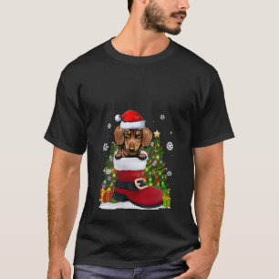 Die sonnige Dackel in der Shoe Weihnachtsmannmütze T-Shirt