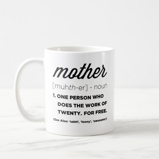Die sonnige Definition der Mutter-Tasse Kaffeetasse (Links)