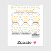 Die sonnige emotionale Reichweite eines Ingenieurs Aufkleber (Blatt)